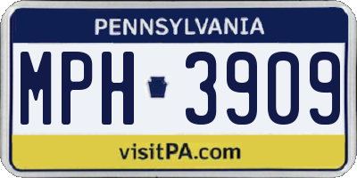 PA license plate MPH3909