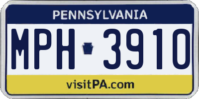 PA license plate MPH3910