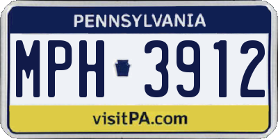 PA license plate MPH3912