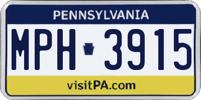 PA license plate MPH3915