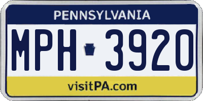 PA license plate MPH3920