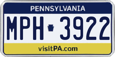PA license plate MPH3922