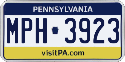 PA license plate MPH3923