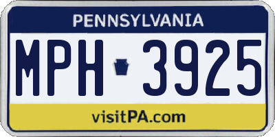 PA license plate MPH3925