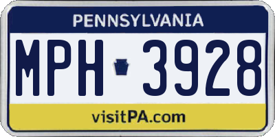 PA license plate MPH3928