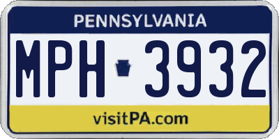 PA license plate MPH3932