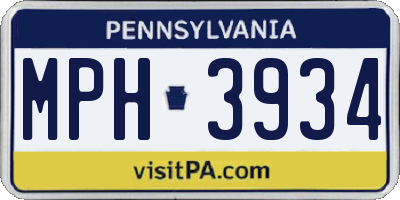 PA license plate MPH3934