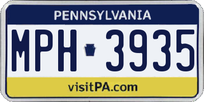 PA license plate MPH3935