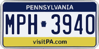 PA license plate MPH3940