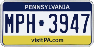 PA license plate MPH3947