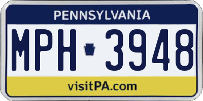 PA license plate MPH3948
