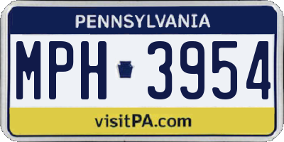 PA license plate MPH3954