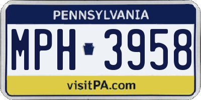 PA license plate MPH3958