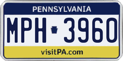 PA license plate MPH3960