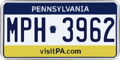 PA license plate MPH3962