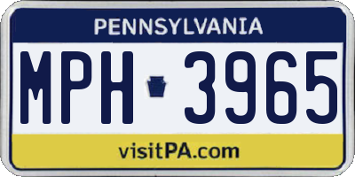 PA license plate MPH3965