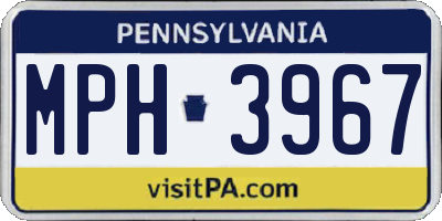 PA license plate MPH3967
