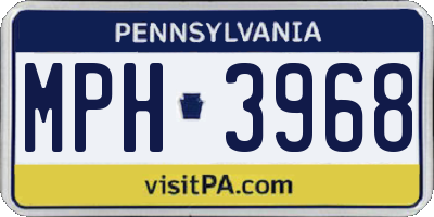 PA license plate MPH3968