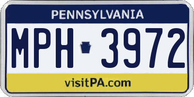 PA license plate MPH3972