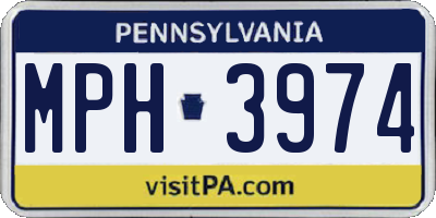 PA license plate MPH3974