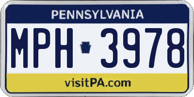 PA license plate MPH3978