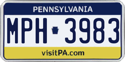 PA license plate MPH3983