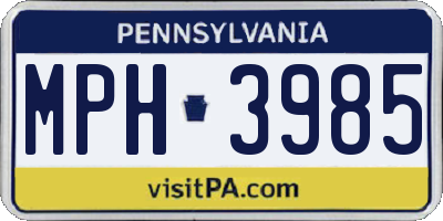 PA license plate MPH3985