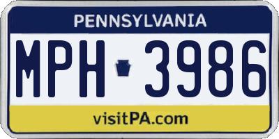 PA license plate MPH3986