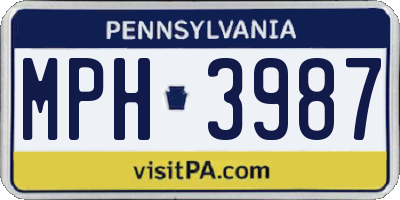 PA license plate MPH3987