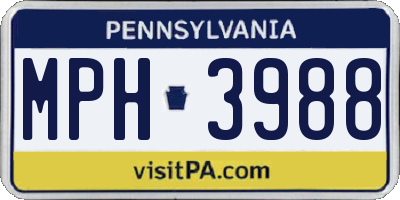 PA license plate MPH3988