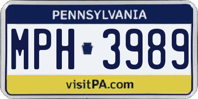 PA license plate MPH3989
