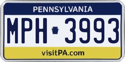 PA license plate MPH3993