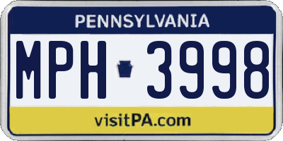 PA license plate MPH3998