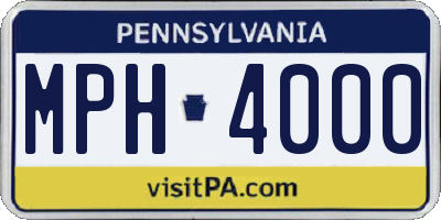 PA license plate MPH4000