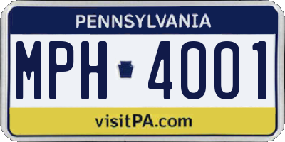 PA license plate MPH4001