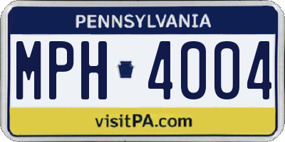 PA license plate MPH4004