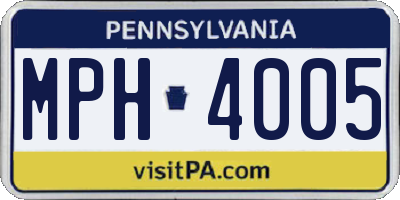 PA license plate MPH4005