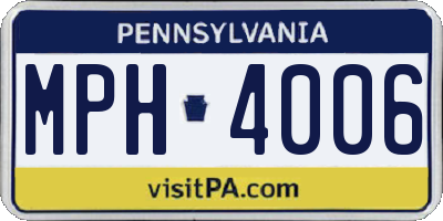 PA license plate MPH4006