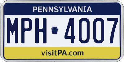 PA license plate MPH4007