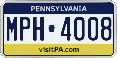 PA license plate MPH4008