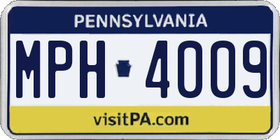PA license plate MPH4009