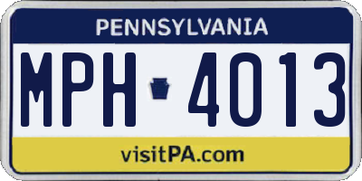 PA license plate MPH4013