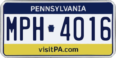 PA license plate MPH4016