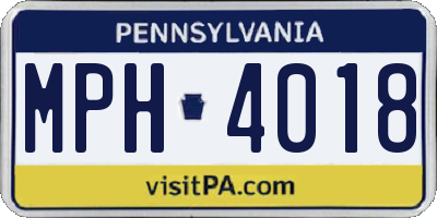 PA license plate MPH4018