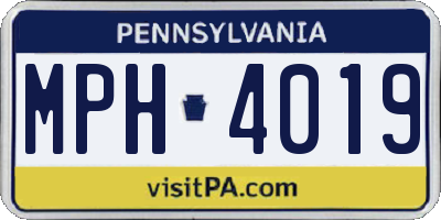 PA license plate MPH4019