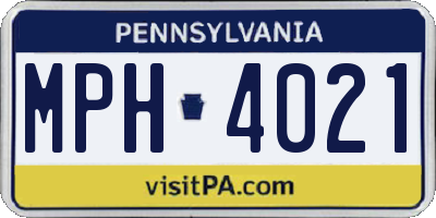 PA license plate MPH4021