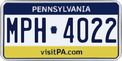 PA license plate MPH4022