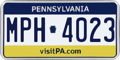 PA license plate MPH4023