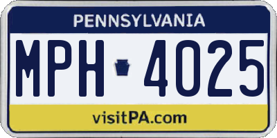 PA license plate MPH4025