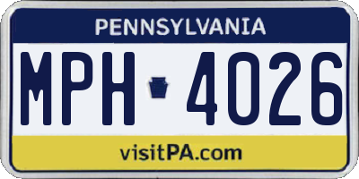 PA license plate MPH4026